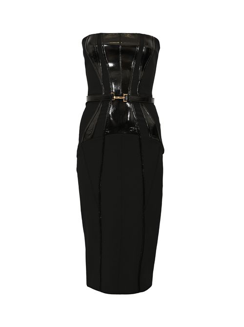 Abito in doppio crêpe con dettagli corsetto in vinile Elisabetta Franchi | AB89257E2110